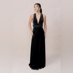 Revelry Dylan Bridesmaid Grey Backless Velvet Dress Size 12